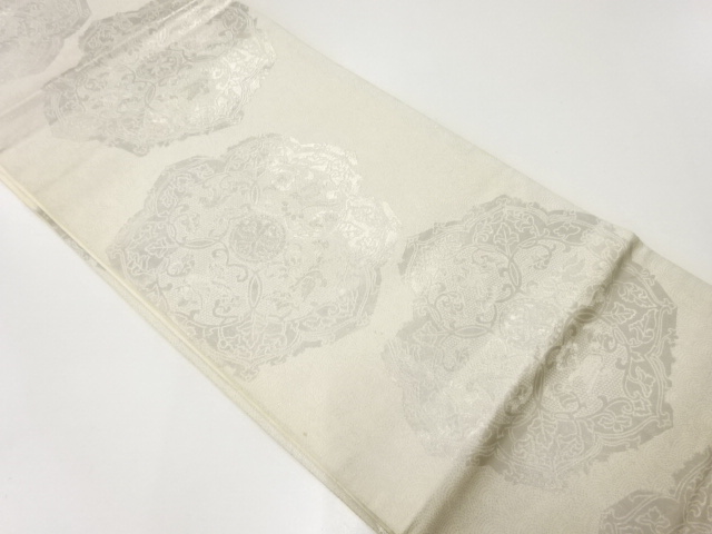アンティーク　華紋に花鳥模様織出し袋帯（材料）